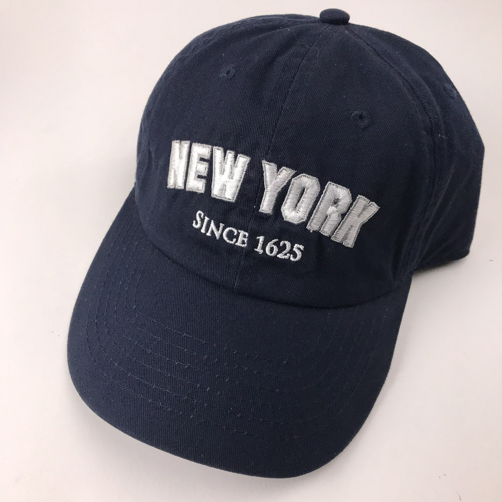 New York Since 1625 block letters on blue cotton hat NYC